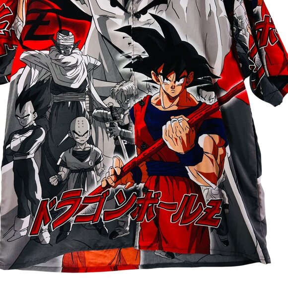 Vtg Dragon Ball Z Anime GOKU Graphic Shirt Y2K All Over Print Button Up Mens Lg - Picture 5 of 14